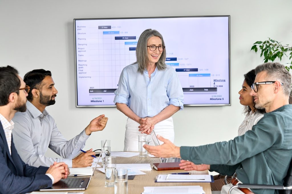 corporate team having a happy meeting